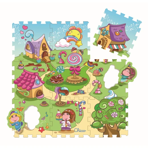 Chicco - Soft Puzzle Mat Candy (9 Pieces) Chicco - Soft Puzzle Mat Candy (9 Pieces)