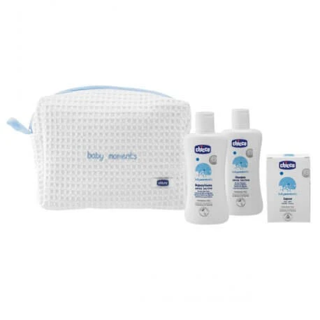 Chicco Baby Moments Gift Light Blue (Beauty With Zip) - تشيكو