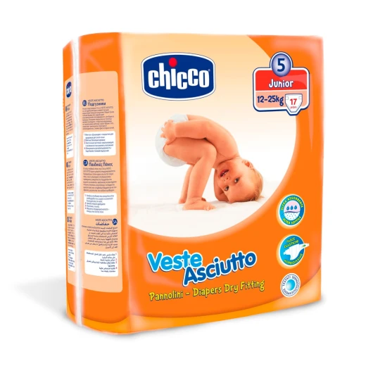 Chicco Diapers Size 5 Junior 12-25 KG 17 Pieces Chicco Diapers Size 5 Junior 12-25 KG 17 Pieces