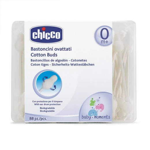 Chicco Cotton Buds With Ear Protection Drum 88 Pieces Chicco Cotton Buds With Ear Protection Drum 88 Pieces