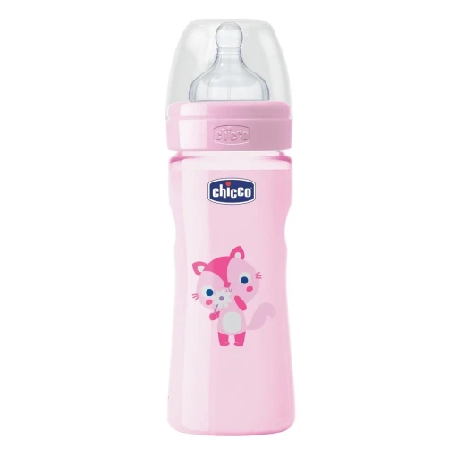 Chicco - Well-Being Bottle 330ml- Silicone (Cat) Chicco - Well-Being Bottle 330ml- Silicone (Cat)