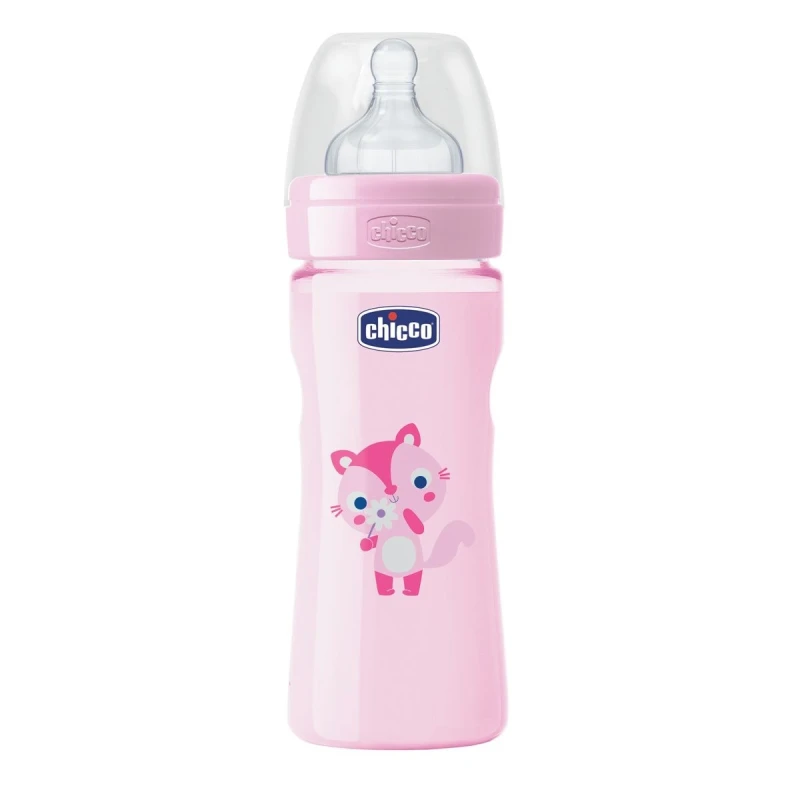 Chicco - Well-Being Bottle 330ml- Silicone (Cat) - تشيكو