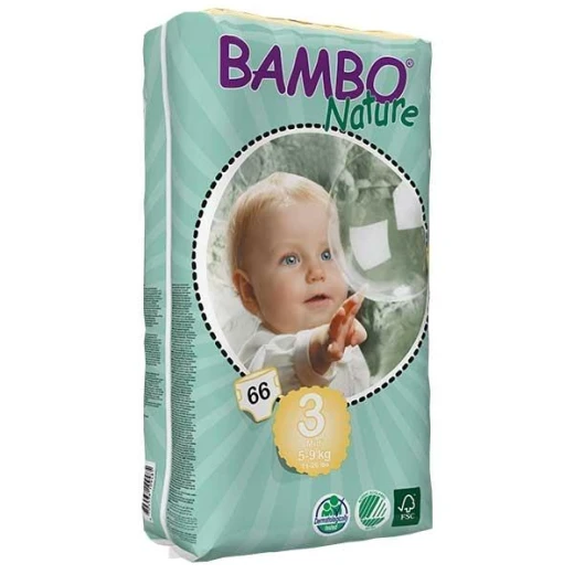 Bambo Nature Baby Diapers Classic, Size 3 (5-9Kg), 66 Count Bambo Nature Baby Diapers Classic, Size 3 (5-9Kg), 66 Count