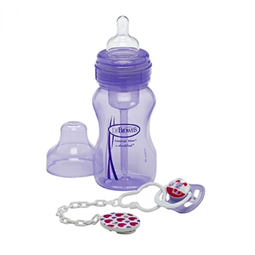 Dr. Brown’s Gift Set (Wide Neck Bottle /Pacifier /Clip) - Purple - دكتور براونز - Image 2