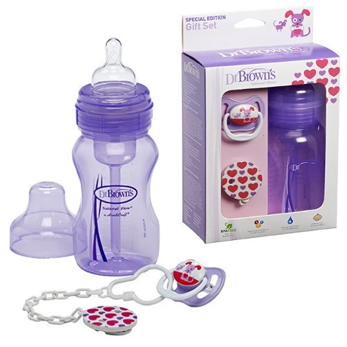 Dr. Brown’s Gift Set (Wide Neck Bottle /Pacifier /Clip) - Purple