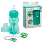 Dr. Brown's Gift Set (Wide Neck Bottle /Pacifier /Clip) - Green - دكتور براونز