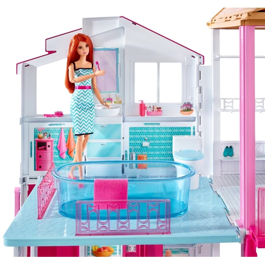 Barbie Three-Story Town House Colourful and Bright Doll House that Comes with Furniture and Accessories, Playset - باربي - Image 11