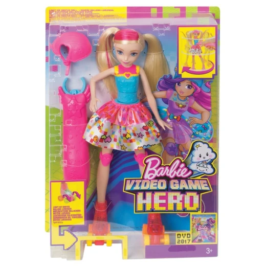 Barbie Video Game Hero Light-up Skates Barbie Doll - باربي - Image 3