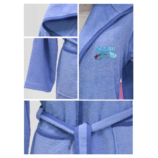 Nova embroidered Bath Robe Plain/Car Racing- Blue - 9-12 years - نوفا هوم - Image 2