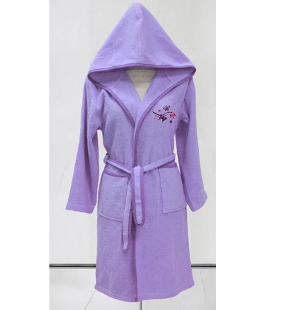 Nova embroidered Bath Robe Plain/Butterfly- Lilac - 9-12 years