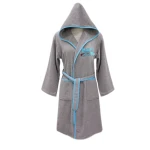 Nova embroidered Bath Robe Plain/Car Racing- Gray - 9-12 years - نوفا هوم