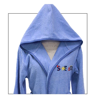 Nova embroidered Bath Robe Plain/Sea- Blue - 6-8 years - نوفا هوم - Image 2