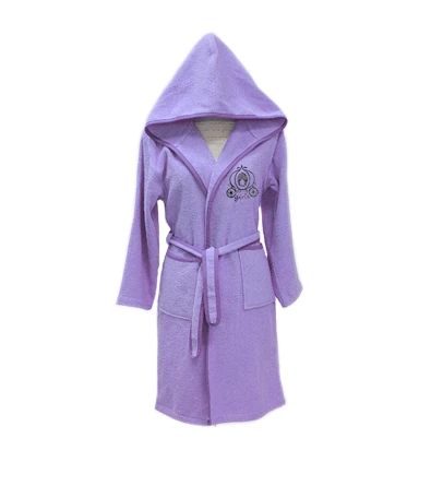 Nova embroidered Bath Robe Plain/Cinderella Carriage-Lilac - 6-8 years