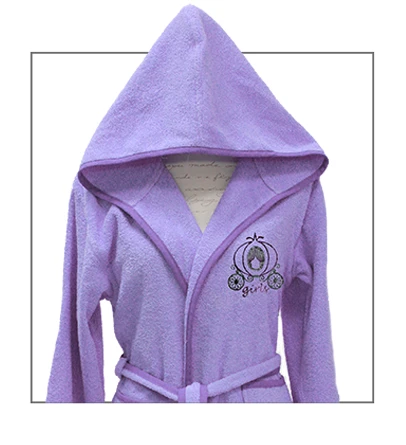 Nova embroidered Bath Robe Plain/Cinderella Carriage-Lilac - 6-8 years - نوفا هوم - Image 2