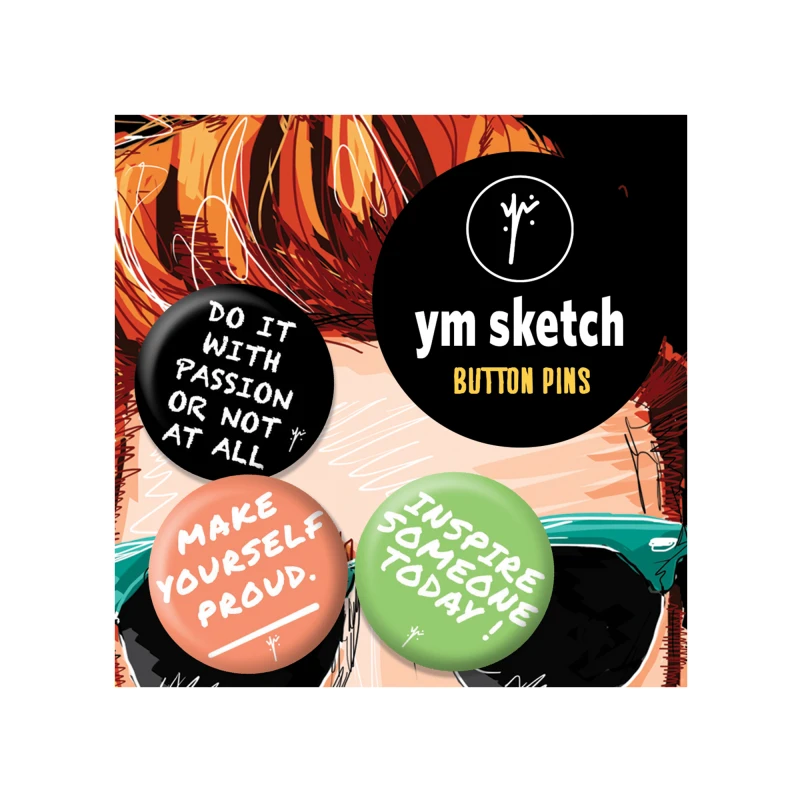 3 دبابيس أزرار Ymsketch - 3 - واي إم سكيتش