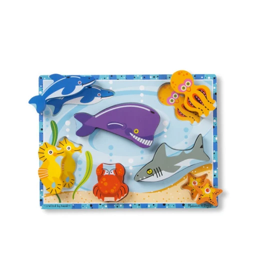 Melissa & Doug Sea Creatures Chunky Puzzle - 7 Pieces - ميليسا اند دوج - Image 3