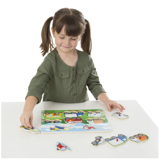 Melissa & Doug Vehicles Peg Puzzle - 8 Pieces - ميليسا اند دوج - Image 2