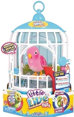 Little Live Pets Pink Bird With Cage Pretty Polly - ليتل لايف بيتس