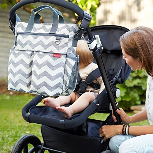 Skip Hop Duo Signature Carry All Travel Diaper Bag Tote with Multipockets, One Size, Chevron - سكيب هوب - Image 3
