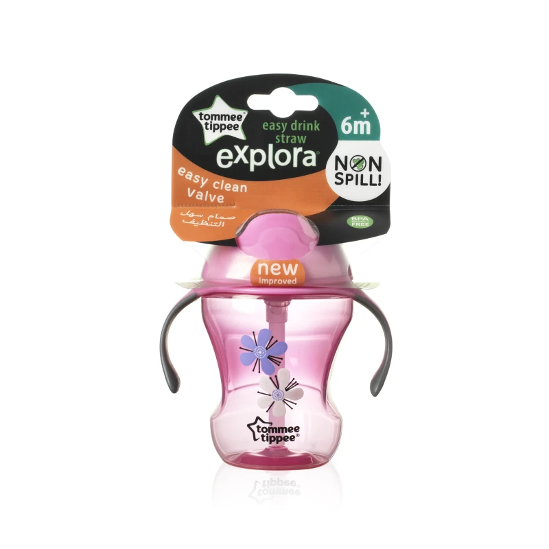 Tommee Tippee Easy Drink Straw Cup - Pink - تومي تيبي