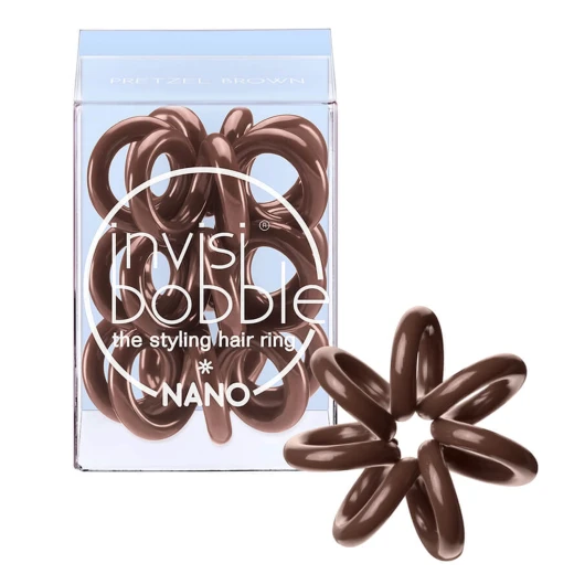 Invisibobble Nano Hair Styling Ring, with Strong Grip, Non-soaking, High Wearing Comfort Updo Tool- Pretzel Brown (Pack of 3) Invisibobble Nano Hair Styling Ring, with Strong Grip, Non-soaking, High Wearing Comfort Updo Tool- Pretzel Brown (Pack of 3)