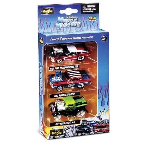 Maisto Muscle Machines 1:64 Scale - Set Of 3 Diecast Cars - مايستو