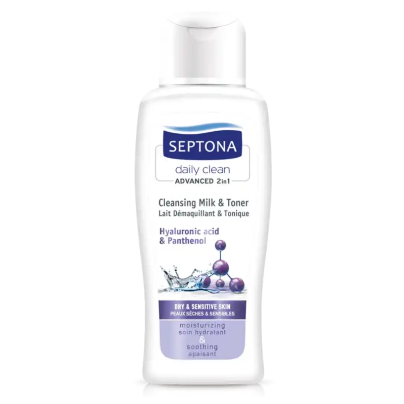 Septona 2in1 Cleansing Milk & Toner with Hyaluronic Acid & Panthenol 200ml - سيبتونا