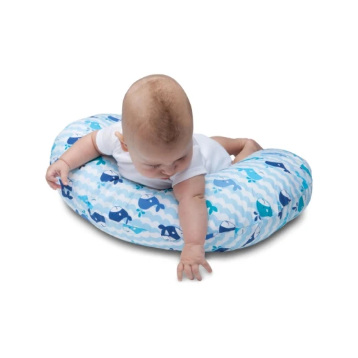 Chicco Boppy Pillow Cotton Slipcover - Blue Whale - تشيكو - Image 2