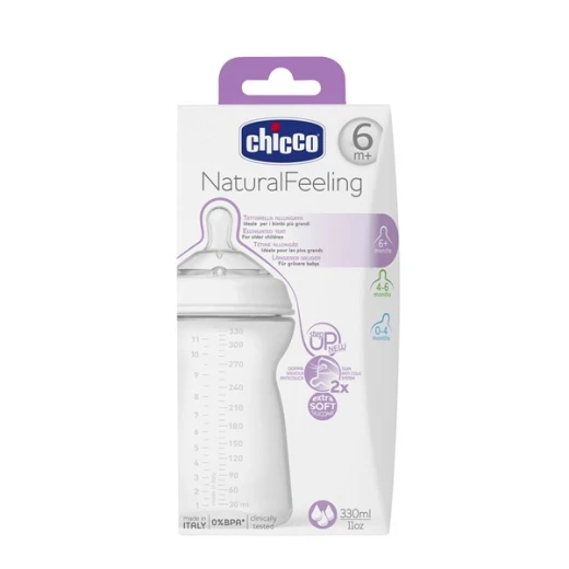 Chicco FBottle Nat Feeling 6M+ 330ML Fast F CL3 Chicco FBottle Nat Feeling 6M+ 330ML Fast F CL3