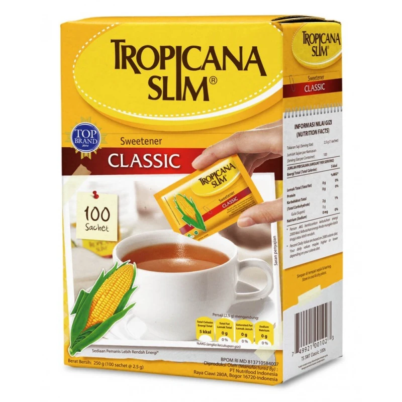 Tropicana Slim Zero Calorie Classic Sweetener 100pc - تروبيكانا سليم