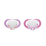 Chicco Physio Soother with Silicone ring, Pink Purple, 4m + 2pcs - تشيكو
