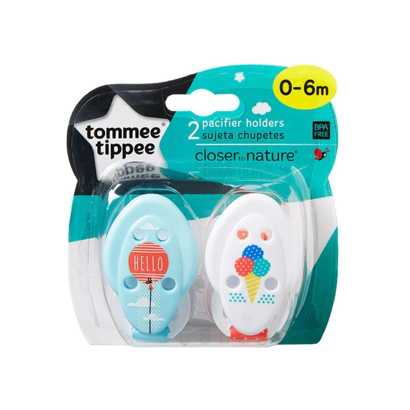 Tommee Tippee Closer to Nature Soother x2 Holder, white&blue - تومي تيبي