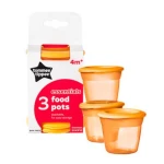 Tommee Tippee Blue 3 Food Pots 4 m- Orange - تومي تيبي