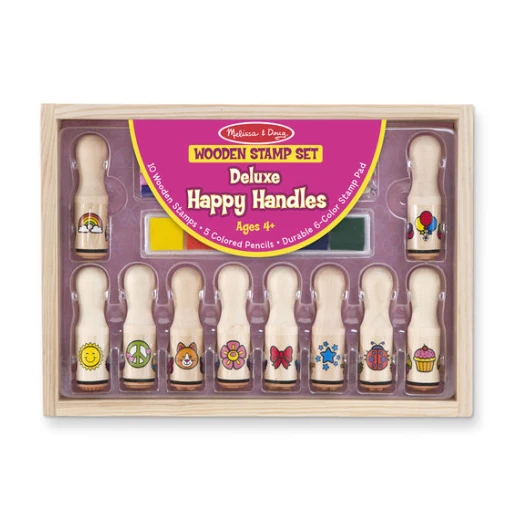 Melissa & Doug Wooden Stamp Set - Deluxe Happy Handles Melissa & Doug Wooden Stamp Set - Deluxe Happy Handles