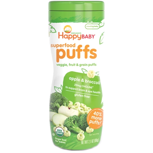 Happy Baby Puffs Apple and Broccoli - Gluten Free Happy Baby Puffs Apple and Broccoli - Gluten Free