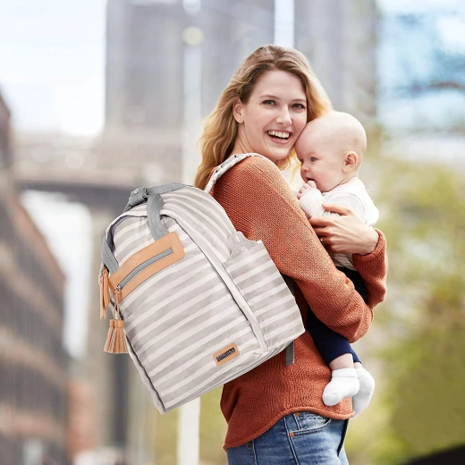 Skip Hop Riverside Ultra Light Backpack, Oyster Stripe - سكيب هوب - Image 4