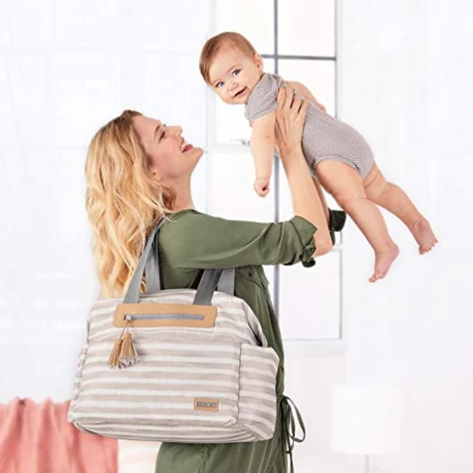 Skip Hop Riverside Ultra Light Diaper Satchel, Oyster Stripe - سكيب هوب - Image 3