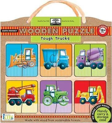 Green Start Tough Trucks Wood Puzzle - أ ب ت