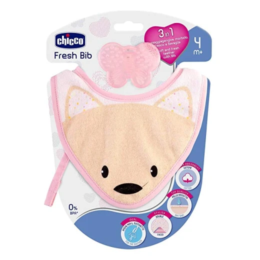 مريلة مع عضاضة تسنين وردية من تشيكو مريلة مع عضاضة تسنين وردية من تشيكو