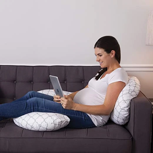 Boppy Slipcovered Pregnancy Body Pillow, Trellis, White - بوبي - Image 4