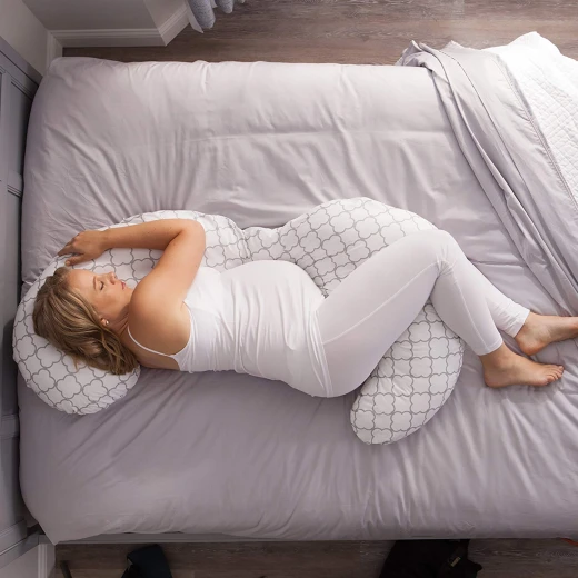 Boppy Slipcovered Pregnancy Body Pillow, Trellis, White - بوبي - Image 5