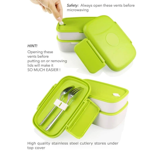 Look Back Lunch Box for Adults, Kids, 2 Layers, Leak Proof - لوك باك - Image 2