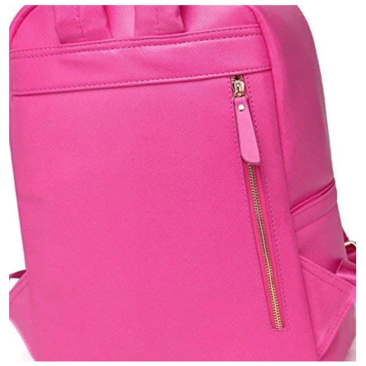 Colorland Fashion Travel Bag Organizer Backpack Diaper Bag Mummy Bag PU Leather - Pink - كولورلاند - Image 5