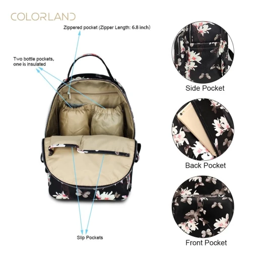 Colorland Mirabelle Faux Leather Diaper Backpack- Flower - كولورلاند - Image 4