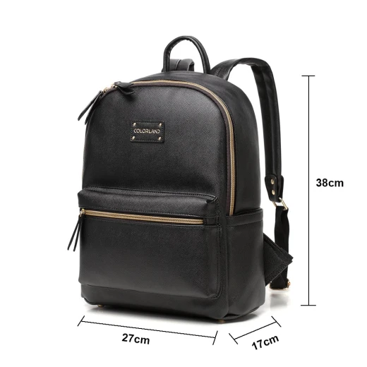 Colorland Fashion Travel Bag Organizer Backpack Diaper Bag Mummy Bag PU Leather - Black - كولورلاند - Image 8