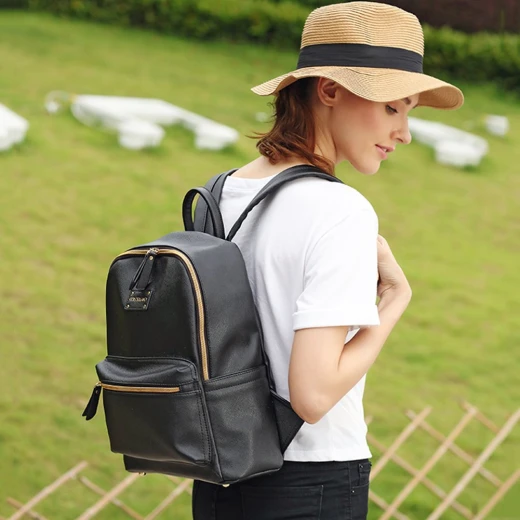 Colorland Fashion Travel Bag Organizer Backpack Diaper Bag Mummy Bag PU Leather - Black - كولورلاند - Image 9
