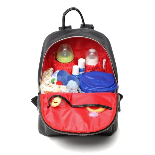 Colorland Fashion Travel Bag Organizer Backpack Diaper Bag Mummy Bag PU Leather - Black - كولورلاند - Image 7