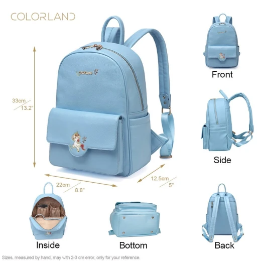 Colorland Diaper Bag Fashion Multi functional Double Shoulder Unicorns Embroidered Mommy Bag - Blue - كولورلاند - Image 10