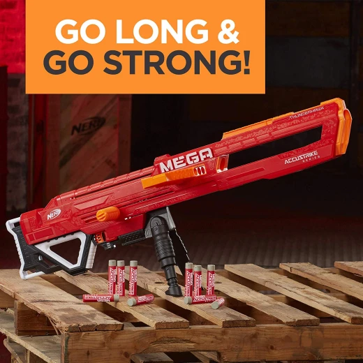Thunderhawk Nerf AccuStrike Mega Toy Blaster - Longest Nerf Blaster - 10 Official AccuStrike Nerf Mega Darts, 10-Dart Clip, Bipod - For Kids, Teens, and Adults - نيرف - Image 7