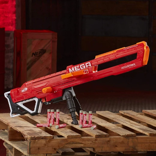 Thunderhawk Nerf AccuStrike Mega Toy Blaster - Longest Nerf Blaster - 10 Official AccuStrike Nerf Mega Darts, 10-Dart Clip, Bipod - For Kids, Teens, and Adults - نيرف - Image 4